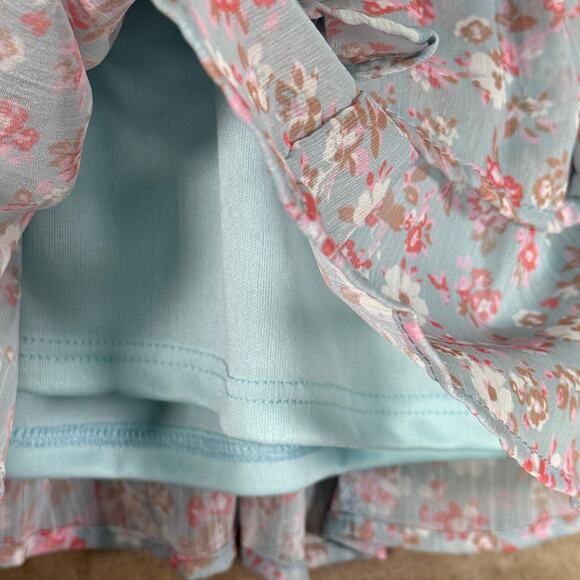Altar’d State Floral Ruffle Smocked Mini Skirt Blue Pink Boho Feminine NWT | XS - Picture 5 of 9